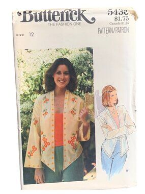 Butterick 5436 Vintage Misses Embroidery Transfer Pattern Size 12 Shirt Uncut